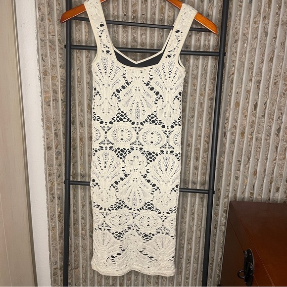 Cream Crochet Sleeveless Dress